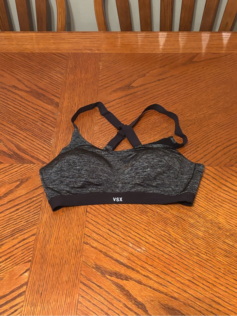 VSX Charcoal Heather Sports Bra with Crisscross Straps